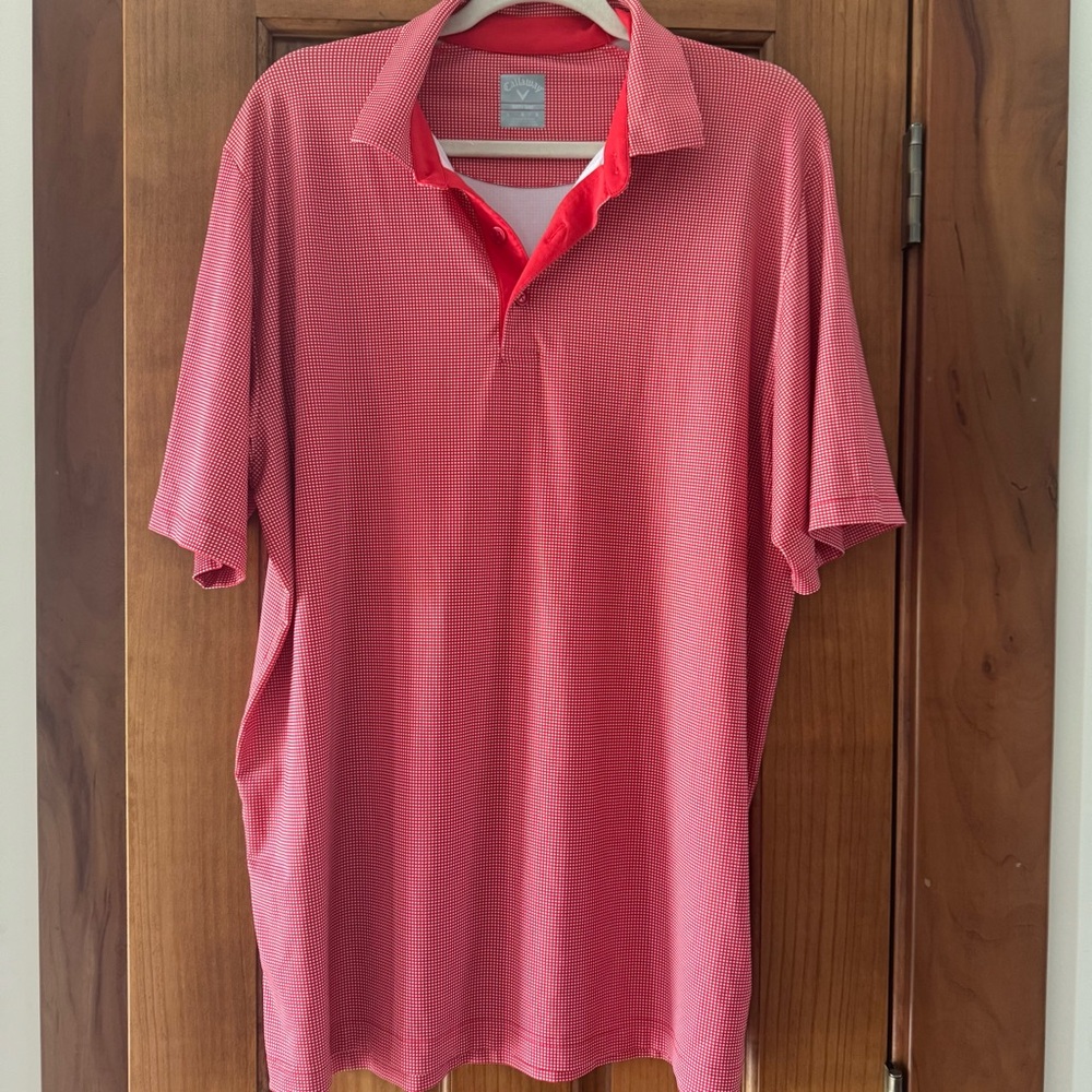 Callaway Opti Dry Polo Golf Shirt Men’s Large Red Dot Cardinal Golf Course Top